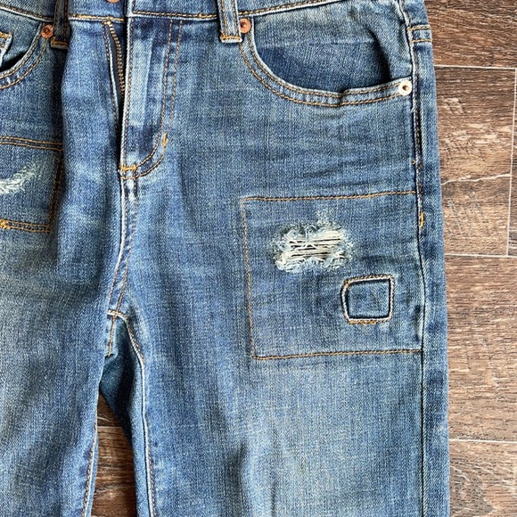 Boyfriend blue jeans with patch work - Picture 4 of 5